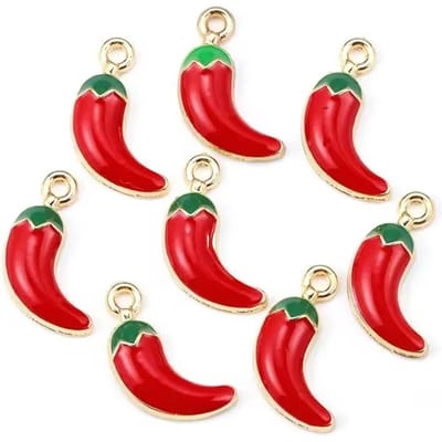 20 stuks Goudkleurig Rode Pepers Vormige Hanger Charms Voor Sieraden Maken Diy Ketting Armbanden Oorbellen Accessoires red