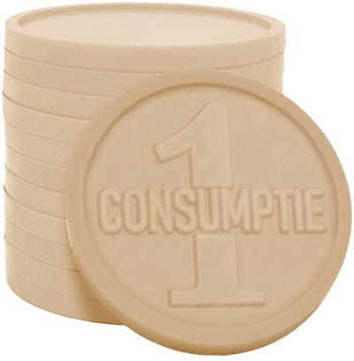 CombiCraft consumptiemunt met opdruk 1-consumptie 1000 stuks - Beige