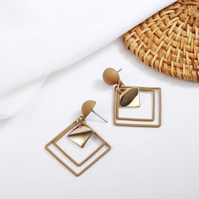 Boucles d'oreilles pendantes rondes coréennes pour femmes, nouvelle mode, géométriques, rondes, en forme de cœur, en or, tendance, bijoux de mariage beige