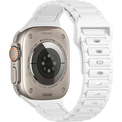 123watches bandje Raveo - siliconen - wit - 38 · 40 · 41 & 42 mm - Geschikt voor Apple Watch series 1/2/3/4/5/6/7/8/9/10/11/12/SE/SE2/SE3