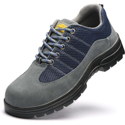 Chaussures d'assurance travail Anti-écrasement et anti-perforation Chaussures de travail en cuir de vache Protection de sécurité Semelle en caoutchouc Chantier de construction, Chaussures 46 black