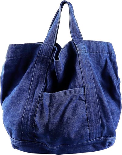 Donkerblauwe handtas van jeansstof voor dames, casual schoudertas voor werk en dagelijks gebruik, trendy denim shopper tas