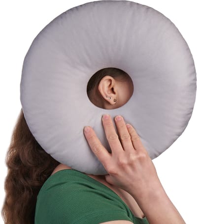 Piercing Kussen - Donut Kussen Met Gat Voor Oor - Hoofdkussen Zijslaper - Verstelbare Vulling - 29x29 cm - Ringkussen - Piercingkussen - Hoofd Kussen - Zijslaper Kussen - Grijs