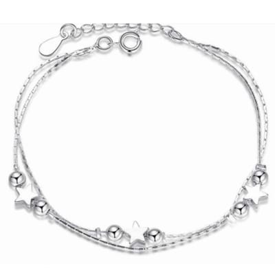 Enkelbandje -ster- bolletje - zilverkleur- 22 cm- Charme Bijoux