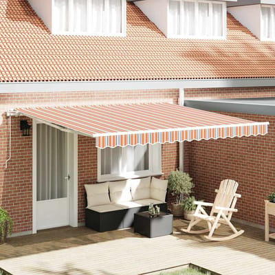 vidaXL - Uitschuifbare - luifel - Meerkleurig - 400 - × - 300 - cm - Stof - en - Aluminium