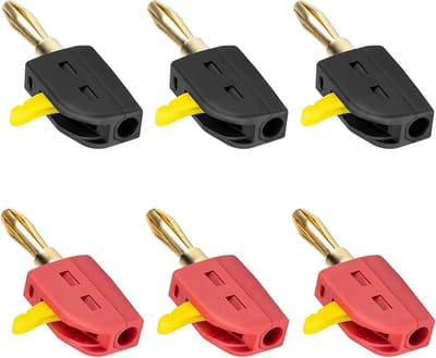 Luidspreker Connectoren - Adapter Plug - Audio Aansluiten - Goudkleurig Contact - 6 Stuks - Zwart Rood