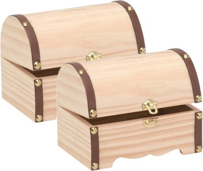 Houten kistje ronde deksel - 2x stuks - 15 x 10 cm - hobby/knutselmateriaal - sieradenkistje - cadeau doosje
