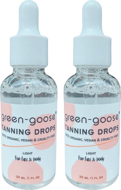 green-goose® Organic Tanning Drops - Light - 2x30ml - Zelfbruinende Druppels - 100% Biologisch, Natuurlijk & Diervriendelijk - Organic, Vegan & Cruelty Free