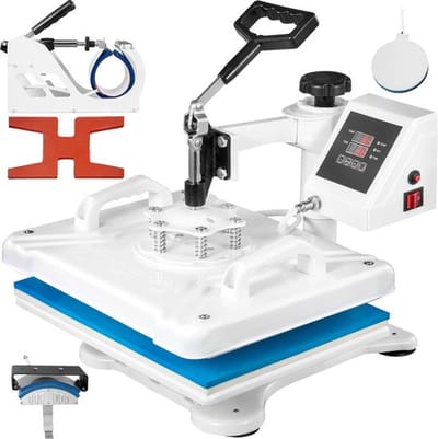 Professionele Transferpers – Drukpers – Hittepers – Heat Press Machine – 5 in 1 Design – Digitaal LCD Display – Wit