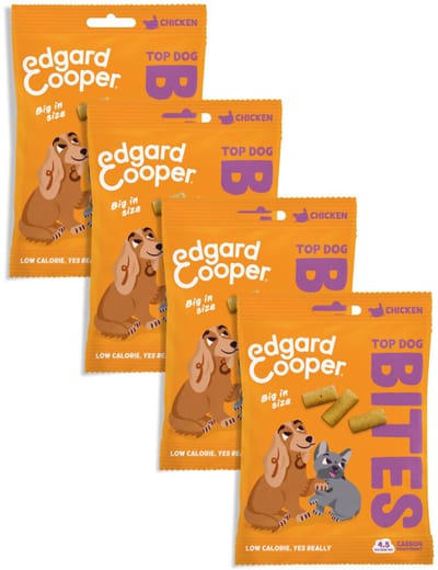 Edgard & Cooper 4x Natuurlijke Hondensnacks, Kip Bites Large (1 x 50g), Graanvrije Beloningen, Vers Vlees, vol Essentiële Aminozuren voor een Gezonde Spijsvertering