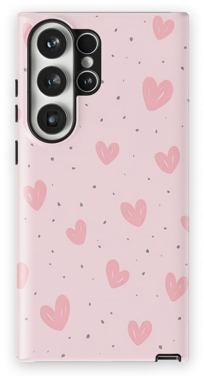 Tough Hoesje met Hartjes Samsung Galaxy S23 Ultra | Little Love Tough Case Geschikt voor Mag | Hartjes Print Backcover Samsung Galaxy S23 Ultra Pink Blush