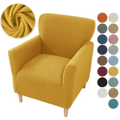 Polar Fleece Kuipbankhoes Stretch Effen Kleur Clubstoelhoezen Elastische Eenpersoonsfauteuil Slipcovers voor Studie Bar Counter yellow