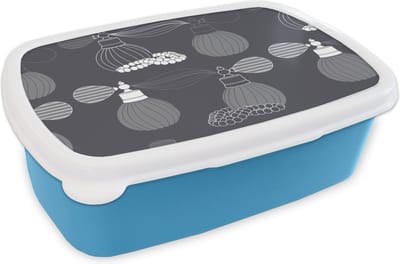 Broodtrommel Blauw - Lunchbox - Brooddoos - Parfum - Ketting - Design - 18x12x6 cm - Kinderen - Jongen