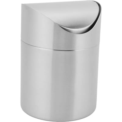 Mini Poubelle de Bureau avec Couvercle Basculant Petite Poubelle de Comptoir Minuscule pour Voiture Bureau Acier Inoxydable 304 Argent gray