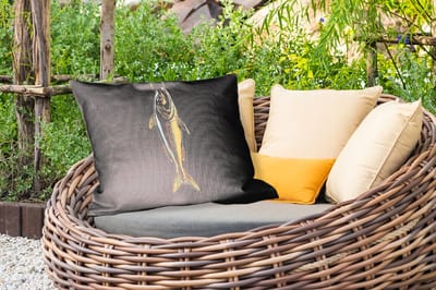 Buitenkussens - Goud - Vis - Haak - Zwart - 60x40 cm - Weerbestendig
