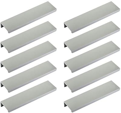SOTECH 10 stuks meubelgrepen Blanket Jane 150 mm chroom mat BA 96 mm kastgrepen voor montage aan de binnenzijde van het front incl. bevestigingsschroeven