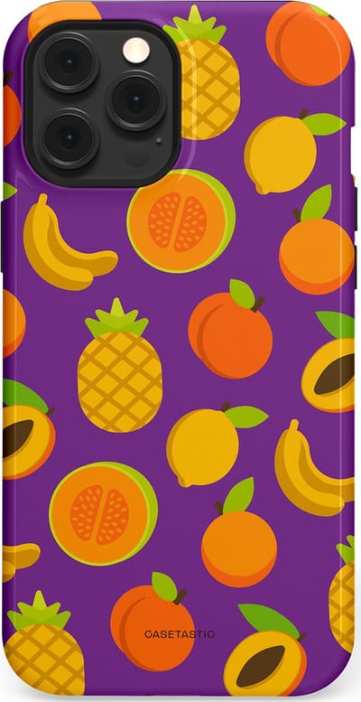 Casetastic Hoesje Geschikt voor Apple iPhone 12 Pro Max Magsafe - Stijlvolle Beschermende Duo-layer Case - Tropisch Fruit Feest