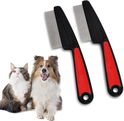 2 stuks vlooienkam voor huisdieren, vlooienkam voor katten en honden, luizenkam met fijne tanden, vlooienverwijderingskam voor katten en honden