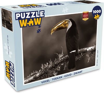 Puzzel Vogel - Toekan - Goud - Zwart - Legpuzzel - Puzzel 1000 stukjes volwassenen