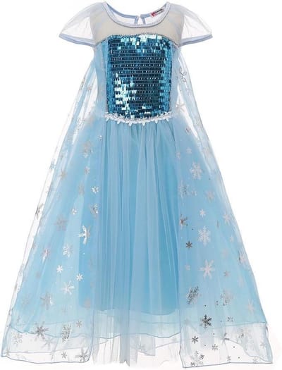 Prinses - Elsa jurk - Prinsessenjurk - Verkleedkleding - Prinses - Feestjurk - Sprookjesjurk - Blauw - Maat 98/104 (2/3 jaar)