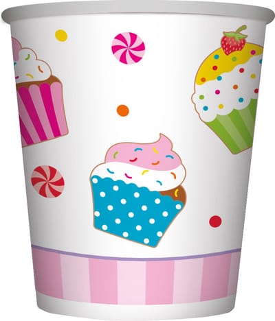 Kartonnen wegwerp bekertjes cupcakes - 8 stuks