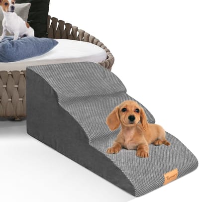 Hondenoprit Schuim - Hondenladder Trappetje - Oudere Honden - Antislip Waterdicht - 399cm Hoog - Grijs