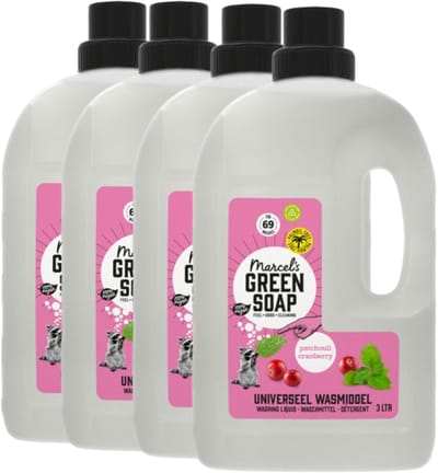 4x Marcel's Green Soap Wasmiddel Universeel Patchouli & Cranberry (3000 ml)