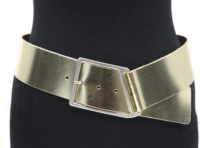 Damesriem goud - Leren heupriem 6cm met zilverkleurige gesp - Leer - Brede riem - Casual - Maat 85