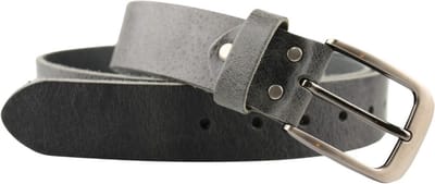 Fana Belts Leren Riem Zwart/Donkergrijs - Jeans riem - Riem Dames/Heren Kleine Maat - Taillemaat 80