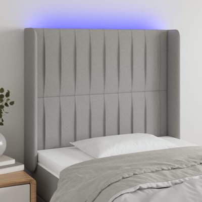 vidaXL - Hoofdbord - LED - 83x16x118/128 - cm - stof - lichtgrijs