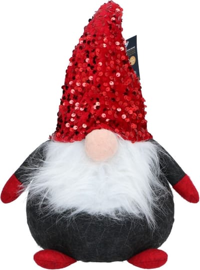 Arti Casa Kerst Kabouter - Gnoom Kerstdecoratie - Gnome 18x36 cm - Kerst Gnome met Glitters - Kerstversiering Gnome Kerst - Rood