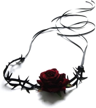 Bloem Ketting - Halsketting met Bloem - Bruiloft Feest - Verstelbare Sluiting - 31 cm Lengte - Zwart