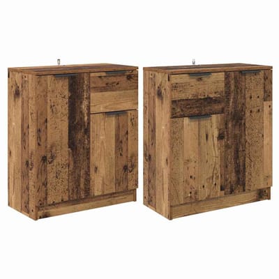 vidaXL Dressoirs 2 st Oud Hout 60 x 30 x 70 cm Bewerkt hout