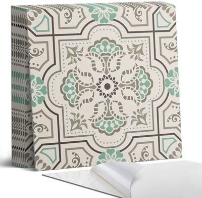 Coloray Plaktegels - Patroon met geometrische motieven Portugese Tegels - 30 cm x 30 cm - Beige Plaktegels - 9 stuks - Vierkant PVC Tegels - Plaktegels Keuken - Zelfklevende Vloertegels - Vinyl Tegels Zelfklevend - Zelfklevende Tegels