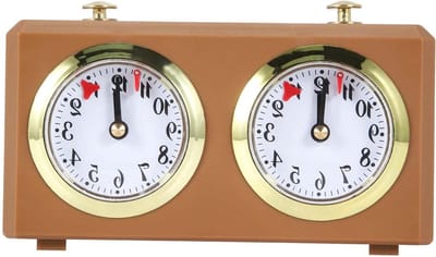 Mechanische Schaakklok - Analoge Timer - Wedstrijd Timing - Opwindmechanisme Geen Batterij - 15x55x9cm - Zwart