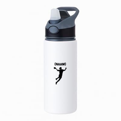 Hacebo® - Handbal met eigen naam - waterfles met rietje zwart - Handbal - Handbalster - Sport - water fles - 650ML