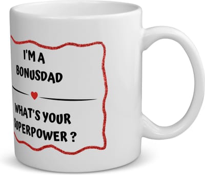Akyol - i'm a bonusdad what's your superpower? koffiemok - theemok - Papa - super bonusvader - vader cadeautjes - vaderdag - verjaardag - geschenk - kado - 350 ML inhoud
