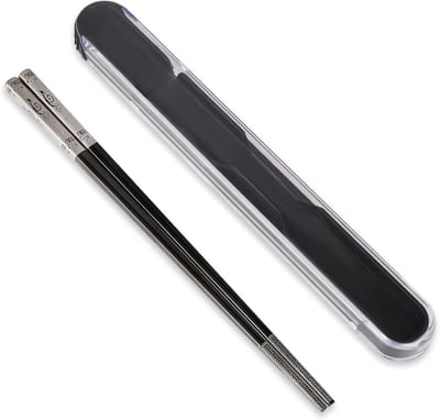 Eetstokjes met pull design case, metalen eetstokjes herbruikbaar, Laser gegraveerde titanium chop sticks, Phoenix patroon eetstokjes