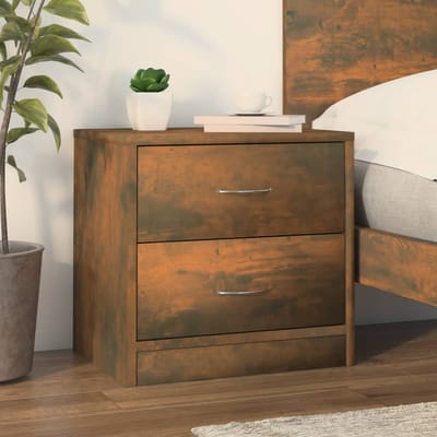 vidaXL - Nachtkastje - 40x30x40 - cm - bewerkt - hout - gerookt - eikenkleurig