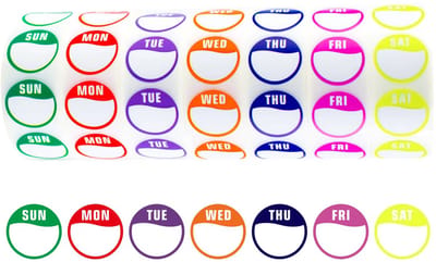 Consumerce® HACCP Datum Stickers Week - 1400 Stuks - 19mm - Keuken Houdbaarheid Dagstickers - Horeca Datumstickers - Voedsel Houdbaarheidsetiketten - Dagen van de Week Labels