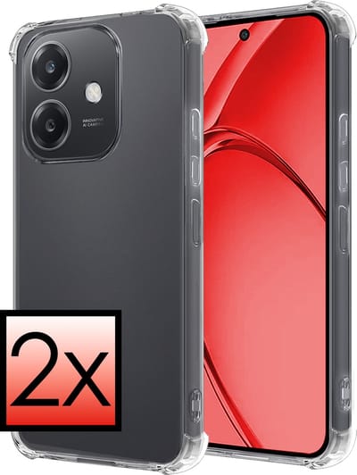Hoesje - 2 Stuks - Geschikt voor OPPO A40 - Sterk & Shockproof - Siliconen Case - Back Cover - Telefoon Hoes Shock Proof - Transparant