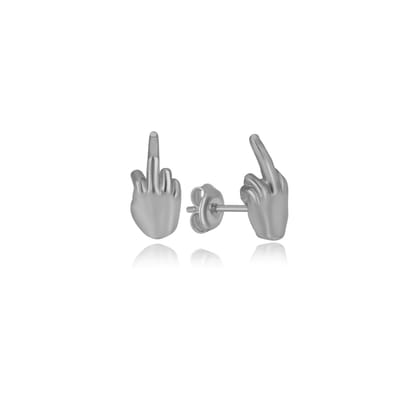 Middelvinger Oorknop Zilver MiddleFinger Earring Silver (925 sterling Zilver) Oorbel Trendy Minimalistisch Bedel Meisje | Cadeau Voor Vrouw