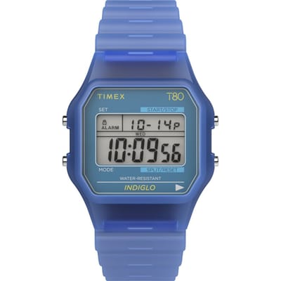 Timex T80 TW2Y34200 Horloge - Resin - Blauw - Ø 34 mm