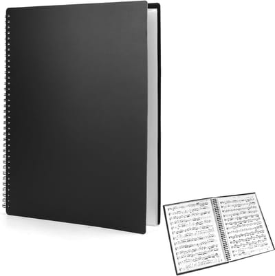QTTVBTNA – Muziekmap - A4 - Bladmuziek Map - 60 Vakken - Waterdichte Kunststof Koormap Document Organizer - Voor Muzieknoten,Partituren,Kunstwerken en Documenten - Stevig Overzichtelijk en Draagbaar - Geschikt Voor School,Koor en Kantoor Zwart
