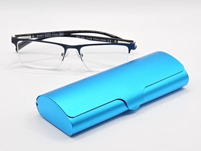 Aluminium brillenkoker / fel blauwe metalen koker / harde slijtvaste praktische brillendoos van hoge kwaliteit brillenkoker / geweldig cadeau / boîte / Aland optiek / hard case / harde hoes van metaal