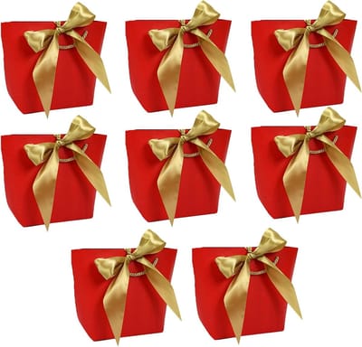 Kleurige 8-delige Papieren Cadeautassen met Strik en Handvatten voor Verjaardag, Bruiloft en Feestjes - Perfecte Presentatie voor Geschenken