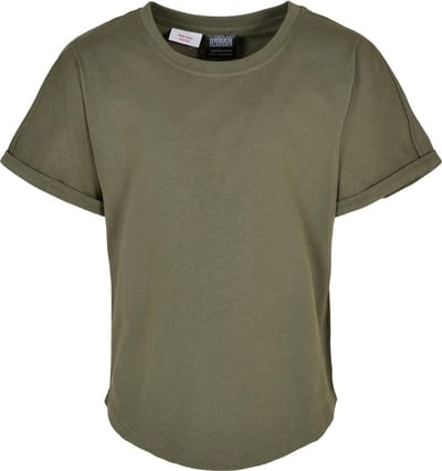 Urban Classics - Long Shaped Turnup Kinder T-shirt - Kids 134/140 - Groen