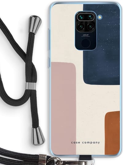 Case Company® - Hoesje met koord geschikt voor Xiaomi Redmi Note 9 hoesje met Koord - Geo #5 - Telefoonhoesje met Zwart Koord - Bescherming aan alle Kanten en Over de Schermrand