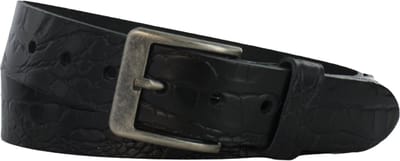 Leren Riem Krokoprint | 4cm breed | Riemmaat: 115cm (totale lengte: 130cm) | 100% echt leer | Kleur: zwart | Nikkelvrije gesp