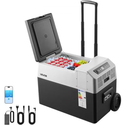 VEVOR Compressor Koelbox 30L, Autokoelkast met Handvat, App-bediening & Wielen, 12V/24V DC, 100-240V AC, -22°C tot 10°C, Elektrische Vriesbox voor Vrachtwagens, Bestelwagens, Campers, SUV's, Reizen & Kamperen